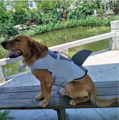 the SHARK ATTACK - Shark Dog Life Jacket Enhanced Buoyancy Swimming Clothes