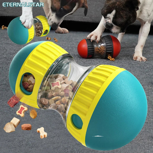 the TREAT TUMBLER - Dog Leaky Food Ball Toy Tumbler Elliptical Track Rolling Ball