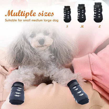 the DOGGIE SOCKS - 4Pc Anti Slip Cotton Dog Socks with Straps