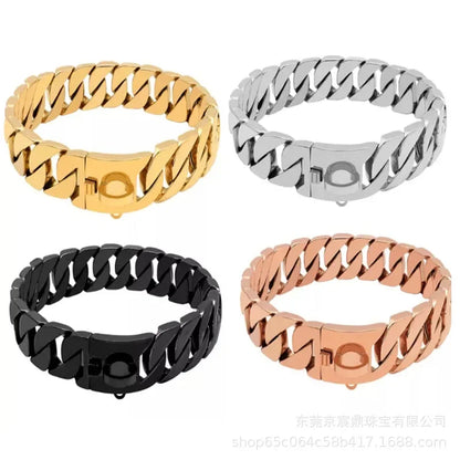 the BLING COLLAR - Stainless Steel Pet Training Choke Collar for Large Dogs