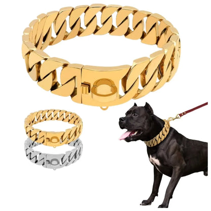 the BLING COLLAR - Stainless Steel Pet Training Choke Collar for Large Dogs