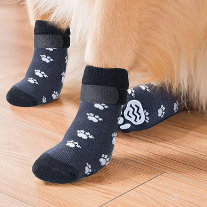 the DOGGIE SOCKS - 4Pc Anti Slip Cotton Dog Socks with Straps