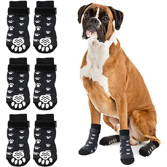 the DOGGIE SOCKS - 4Pc Anti Slip Cotton Dog Socks with Straps