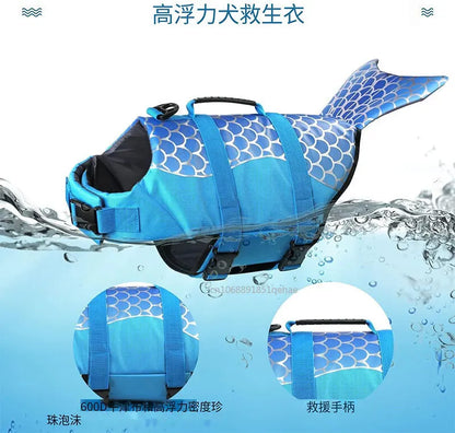 the SHARK ATTACK - Shark Dog Life Jacket Enhanced Buoyancy Swimming Clothes