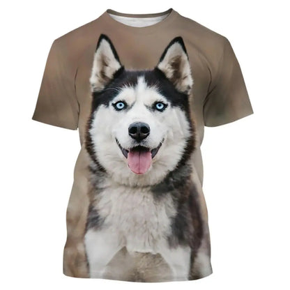 the HUSKY - Dog 3D Print Streetwear T-Shirts for Men